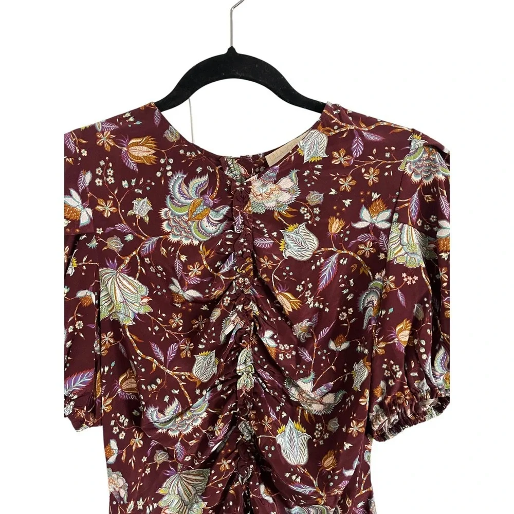 ULLA JOHNSON Elise Ruched Silk‎ Blouse